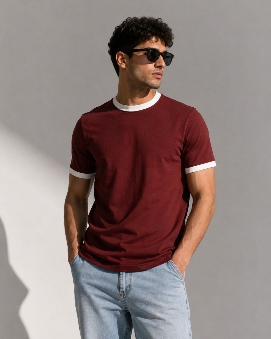 Ringer Tee Burgundy X White
