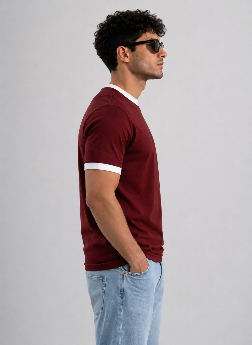 Ringer Tee Burgundy X White