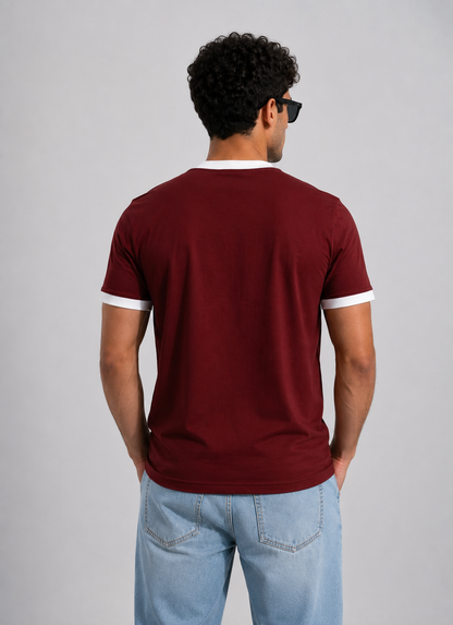 Ringer Tee Burgundy X White