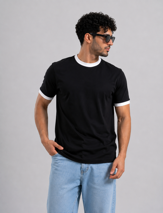 Ringer Tee Eggplant x White