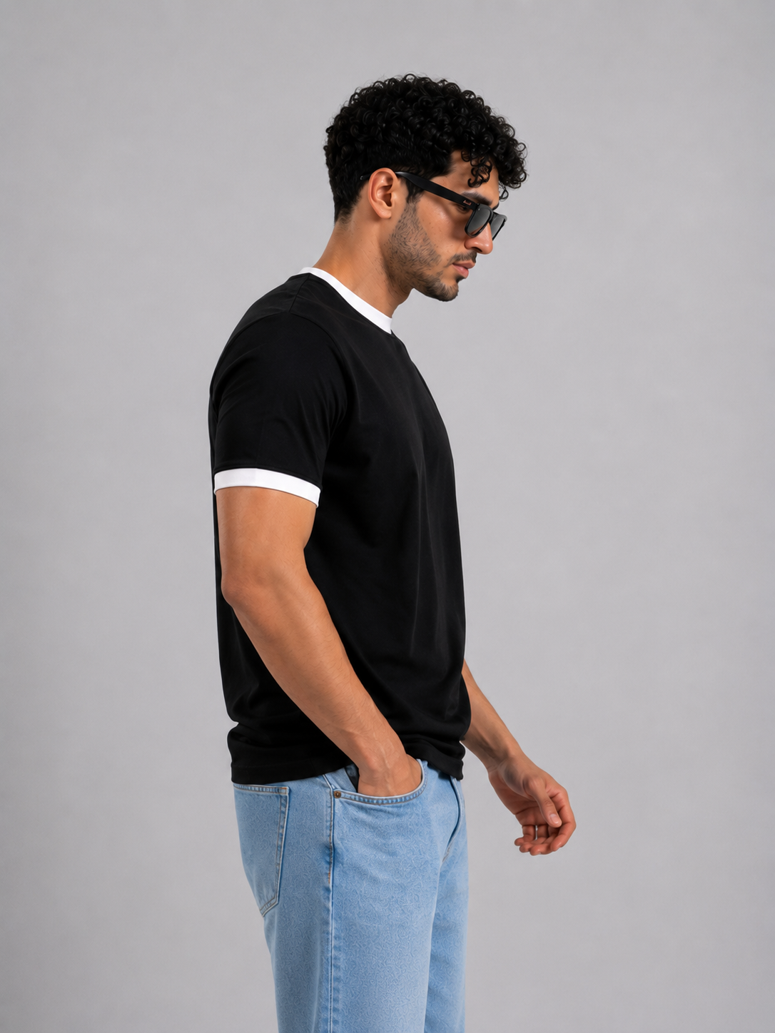 Ringer Tee Eggplant x White
