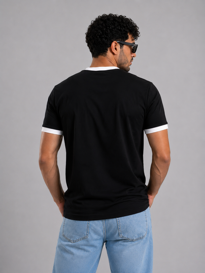 Ringer Tee Eggplant x White